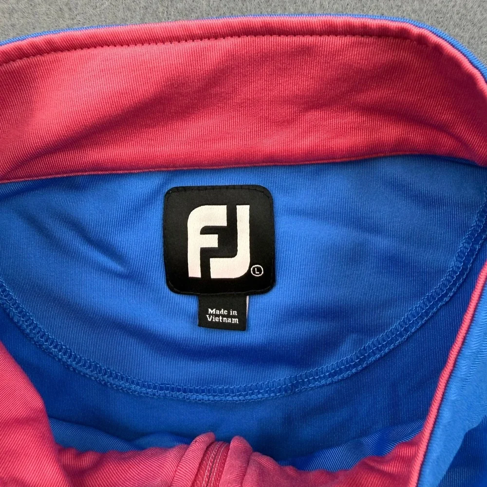 FootJoy Golf Vest Mens L Blue Quarter Zip Horseshoe Logo Performance Sleeveless